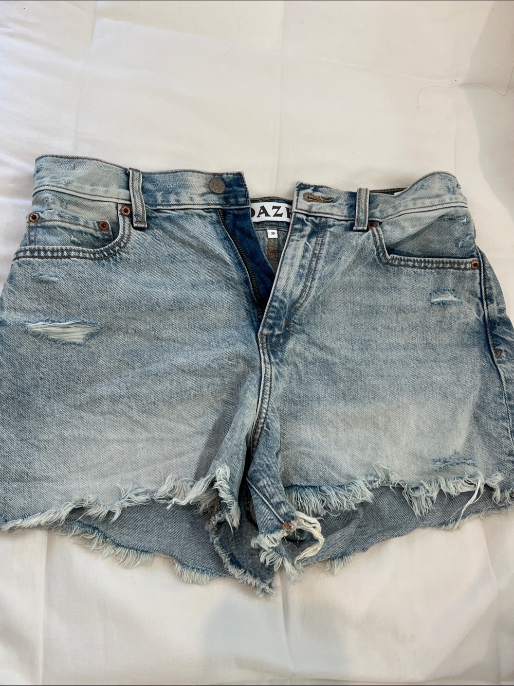 DAZE Denim 1999 Slouch High Rise Distressed Denim cut off Shorts Jealo Size 29